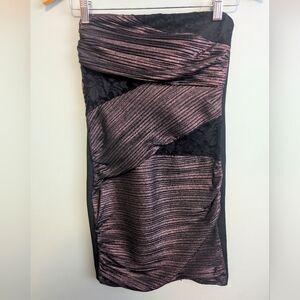 Bronze and Black Strapless Dress